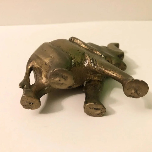 Vintage Brass Elephant Trunk Up Animal 4.75 Inch Tall  Figurine Decor - Picture 8 of 10